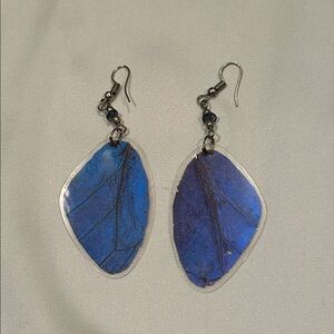 Blue Butterfly Wing Earrings